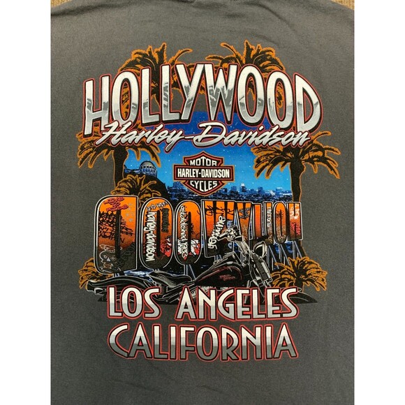 Harley-Davidson Shirt Mens XL Hollywood 3D Los Angeles Ca Graffiti Dual Logo - Picture 1 of 8